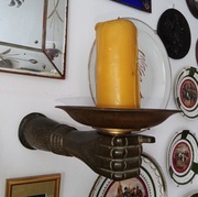 ŚWIECZNIK NA ŚCIANĘ GOTYK RĘKA BRĄZ 14-15 WIEK WARMIA