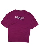 Różowa Fioletowa Koszulka z krótkim rękawem Balenciaga logo haft retro