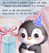 Zaproszenie na urodziny – uroczy wzór z Pingwinkiem