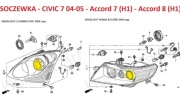 Soczewka z lampy HONDA CIVIC VII polift Accord VII, Accord VIII przedlift