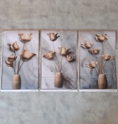 Duży tryptyk Samoprzylepna Nowoczesna Dekoracja naklejki Kwiaty tulipany