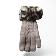 Rękawiczki ocieplane z futerkiem na mankietach, kolor beżowy 