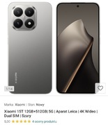  Xiaomi 15T 12GB+512GB| 5G | Aparat Leica | 4K Wideo | Dual SIM | Szary 