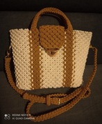 Torba torebka z makramy pleciona ze sznurka 