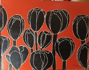 Obraz ręcznie malowany UNIKAT rękodzieło Czarne tulipany Bączkowska 