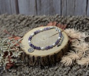 Bransoletka | ametyst i perła słodkowodna | rozetka | rękodzieło