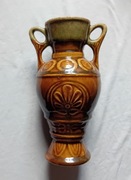 Ceramiczny szkliwiony wazon - amfora. PRL.