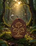 Magiczny grzyb magia natura drewniany brelok grawerowany ekskluzywny prezen