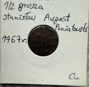1/2 grosza 1767 Stanisław August Poniatowski Cu