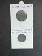 Zestaw 2 sztuk monet 5 i 10 pfennig 1948. Niemcy - okupacja aliantów.
