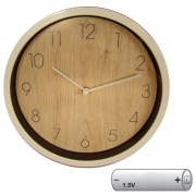 ZEGAR ŚCIENNY TYKAJĄCY NA ŚCIANĘ BIAŁY-BRĄZ WALL CLOCK WHITE-BROWN +BATERIA