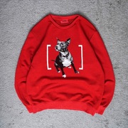 HUGO Boss | Pitbull Crewneck | Czerwona Bluza Logowana r. L 
