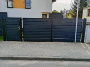 Brama przesuwna, dwudzielna, harmonijkowa