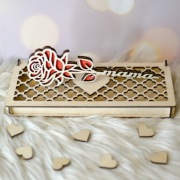 drewniana RÓŻA dla mamy DZIEŃ MATKI pudełko