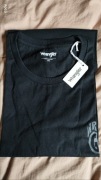 Wrangler czarny t-shirt rozm XXL jak XXXL 3XL stylizowane szare logo 