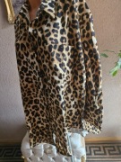 Koszula panterka Drole de Copine, over size, złote guziki, asymetryczna