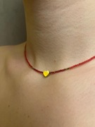 Naszyjnik Choker z Czerwonego Spinelu z Zawieszką Serduszko - Handmade