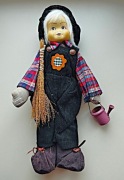 Unikalna ręcznie robiona lalka w polskim stroju ludowym PRL