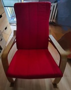 Fotel Poang  z czerwonym siedziskiem 