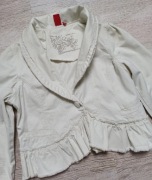 Żakiet bolerko ecru falbany roz. M