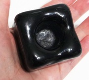 Mały szklany szkło świecznik czarny