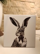 Obrazek ceramiczny Zając – płytka dekoracyjna na ozdobę / prezent