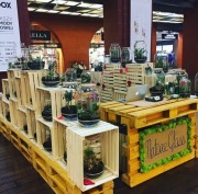 Stoisko handlowe wyspa handlowa z palet skrzynek