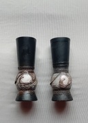 Dwa wazoniki / świeczniki Fat Lava, Strehla - DDR, sygnowane.