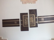 obraz malowany płótno 4 - części 30x70cm każdy element, wytłoczenie brąz 