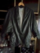 Vintage skóra naturalna oversize  lata 80/90 bufiaste rękawy czarna