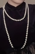 Klasyczny długi naszyjnik z pereł syntetycznych – 150 cm | 8 mm | styl boho