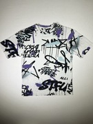 T shirt graffiti streetwear oversize biały print luźny XS S chłopięca