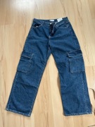 Bershka jeansy cargo baggy straight leg