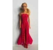 Szydełkowa sukienka, ubranko dla lalki Barbie.