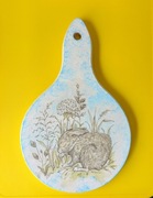 Dekoracyjna deska zając i flaming decoupage 