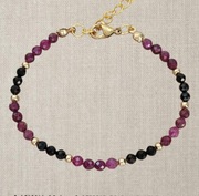 Bransoletka kamienie naturalne turmalin rubin stal