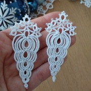 Dekor na choinkę sopel lodu frywolitka biala 7,5 cm