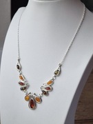 Srebrny naszyjnik z bursztynami bałtyckimi pr 925