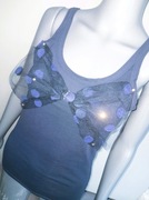 Granatowy top z kokardką grochy cyrkonie