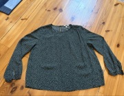 H&M zieleń butelkowa bluzka w białe kropki oversize 42