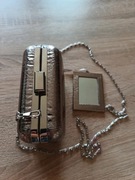 Mała srebrna torebeczka wizytowa z lusterkiem