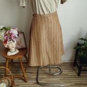 Spódnica damska vintage beżowa ze wzorem, fason A-line, rozm. M