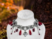 Choker wróżkowy gotycki z grzybkiem i szkłem, handmade, fairycore goth