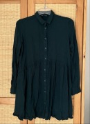 Sukienka Stradivarius S z wiskozy ciemnozielona koszula tunika