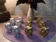 Sowy sówki figurki malowane gipsowe dekoracje upominek 