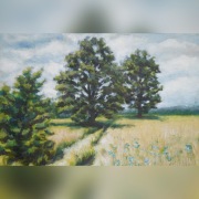 Obraz "Dęby w zbożu"