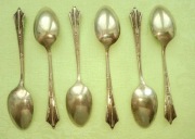 Art Deco posrebrzane łyżeczki do kawy herbaty antyk próba angielska 6 sztuk