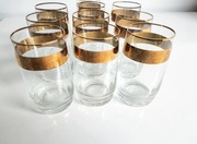 Szklanki PRL ze złotą Otoczką Bohemia 9 szt