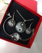 Komplet dzień- noc # Naszyjnik bransoleta kolczyki