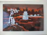 Obraz wietnamski laka z masą perłową Dekoracja ścienna Azja